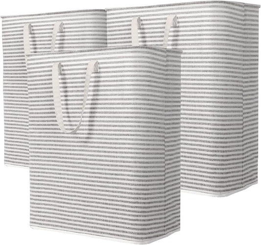 Lifewit 3 Pack Laundry Hamper Large Collapsible Laundry Baskets, Freestanding Waterproof Clothes Hamper with Easy Carry Handles in Laundry Room Bedroom Bathroom College Dorm for Adults, Gray, 3 x 125L