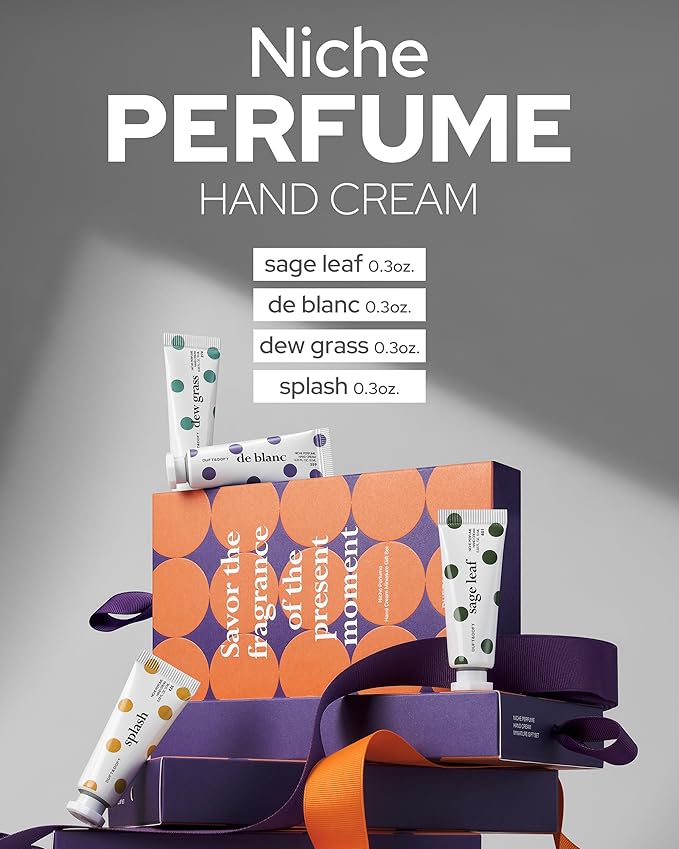 DUFT&DOFT Niche Perfume Hand Cream Miniature Gift Set - 4 Fragrances Hand Moisturizer - Long Lasting Fragrance Non Greasy Moisturizing Scented Hand Cream. 0.3oz Pack of 4