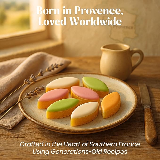 Andy Anand Chocolatier Calissons de Provence - Handcrafted Soft Almond Paste Candy, 5 Assorted Flavors with Candied Melons & Orange, Flown Fresh from France Authentic Divine Taste (28 Pcs, 12.3 Oz)