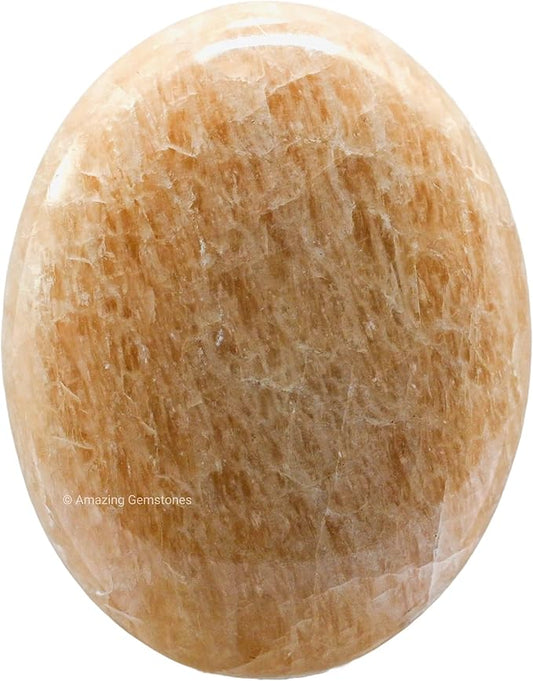 Cream Moonstone Crystals and Healing Stones - Large Palm Stone Crystals Piedra - Crystal for Good Luck, Positive Energy, Meditation - Unique Stocking Stuffers and Birthday Gifts for Women, Men