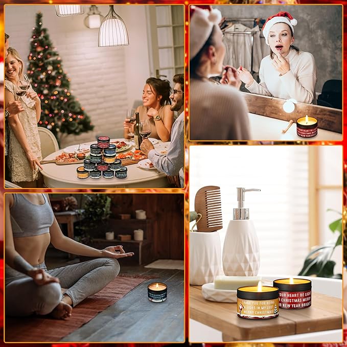 12 Pcs Christmas Scented Candles Gift for Women Aromatherapy Candle for Home Bulk Scented 3 oz Soy Wax Birthday Gift Christmas Presents for Mother Friend Wife Sister Xmas Decoration