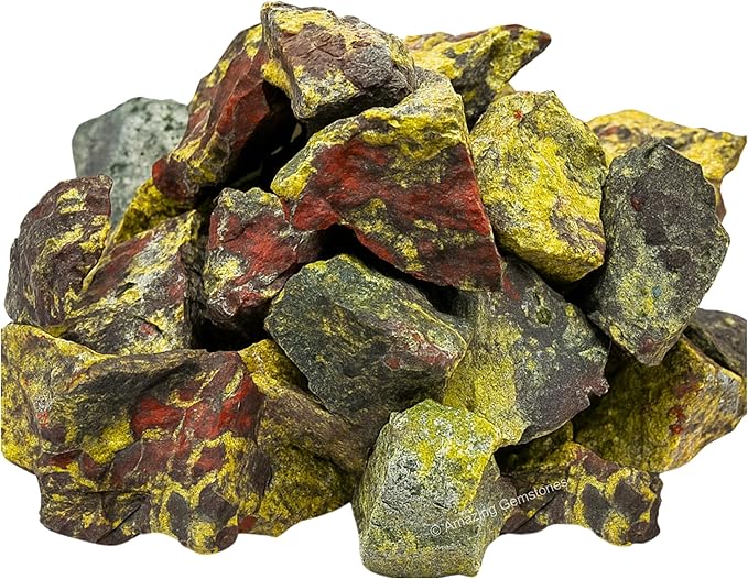 Amazing Gemstone Dragon Bloodstone Raw Crystals and Healing Stones, Natural Rocks for Tumbling - DIY Raw Stones and Crystals, 2 Pieces