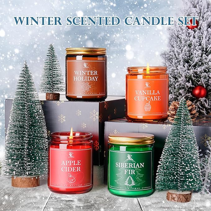 4 Packs Scented Candles for Home,Long Lasting Scented Candles Set, Aromatherapy Birthday Candles for Winter Fall Decorations, Halloween Chirtmas Gifts for Women Men Family
