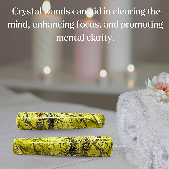 Amazing Gemstone Green Opal Crystal Wand Massage Stick - Pelvic Wand Gua Sha for Adults - Crystals and Healing Stones Massage Wands for Adults Gifts (Smooth)