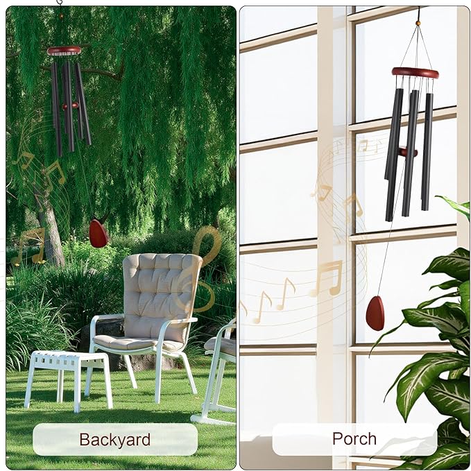 Large Wind Chimes for Outside – 37" Aluminum Windchimes Outdoors for Garden, Patio Decor, Memorial Gifts for Mom, Sympathy Gift for Loss of Loved One, Sister Gifts for Birthdays, Mother's Day(Black)