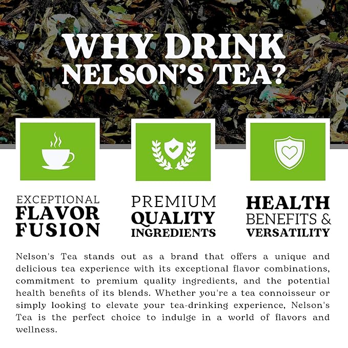 Nelson's Tea - White Chocolate Peppermint Loose Leaf Tea - Green tea, white tea, peppermint, safflower, and mint chocolate - 2 oz.