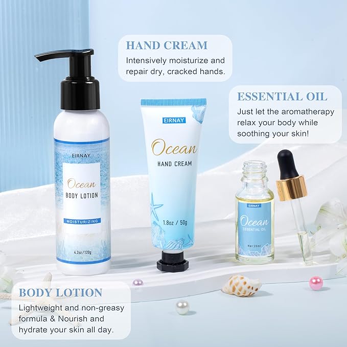 Gifts for Women, Birthday Gifts for Women, 12Pcs Ocean Relaxing Spa Gifts Basket, Bath and Body Gifts Set, Self Care Package for Mom, Wife, Girlfriend, Sister, Female Friends