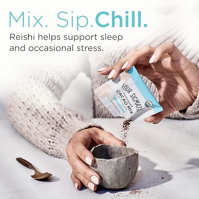 Four Sigmatic Calm Mushroom Cacao + Focus Ground Coffee Bundle | Organic Instant Cacao with Reishi to Support Calm, and Organic Coffee with Lion's Mane and Chaga for Better Focus and Immune Support