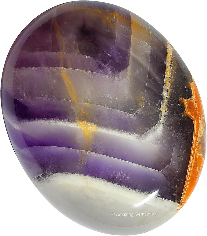 Amazing Gemstone Amethyst Chevron Crystals and Healing Stones - Large Palm Stone Crystals Piedra - Crystal for Good Luck, Positive Energy, Meditation - Unique Stocking Stuffers, Gifts for Women, Men