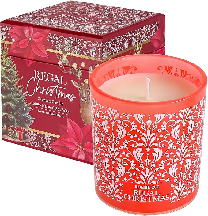 ROMIIE ZOI Christmas Scented Jar Candle - 6oz Soy Wax Candle - Infused with Floral Aroma - with Beautiful Keepsake Box Special for Holiday Gifts