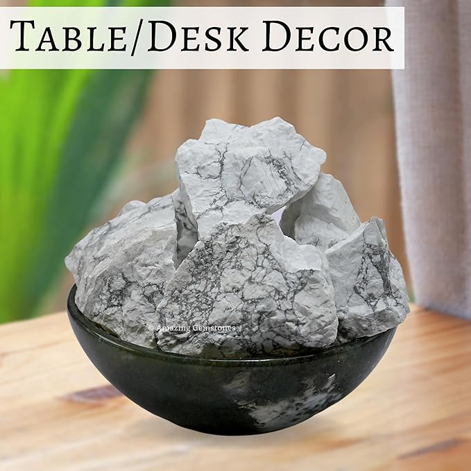 Amazing Gemstone 2 Pieces Howlite Raw Crystals and Healing Stones, Natural Rocks for Tumbling and DIY Raw Stones and Crystals