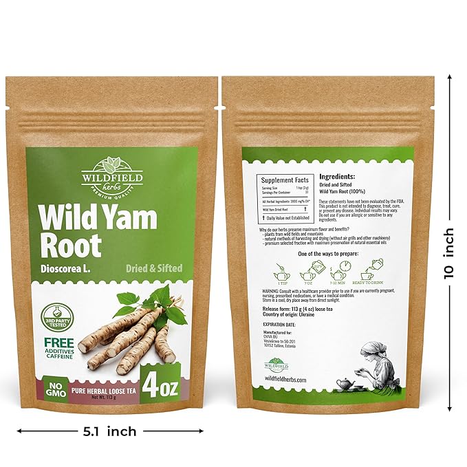 4 oz Wild Yam Root Herbal Tea (Dioscorea) - 113g Wild Yam Root Loose Herb Tea Ñame Silvestre