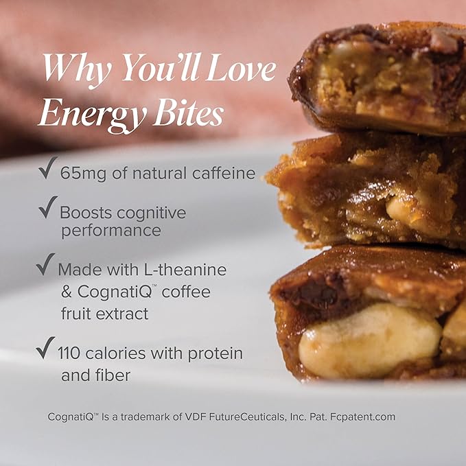 Isagenix Energy Bites - Healthy High-Protein Bars for Energy Support - Gluten-Free & Soy Free - Non-GMO & Vegan - Includes 65 mg of Green Tea Caffeine - Peanut Butter Chocolate Chip, 10 Count