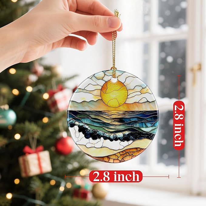 Beach Sunset Ornaments, Christmas Ornaments: Christmas Tree Decorations, Holiday Decor, Stocking Stuffers, Gift Ideas, Xmas Gifts & Gifts for Beach Lover