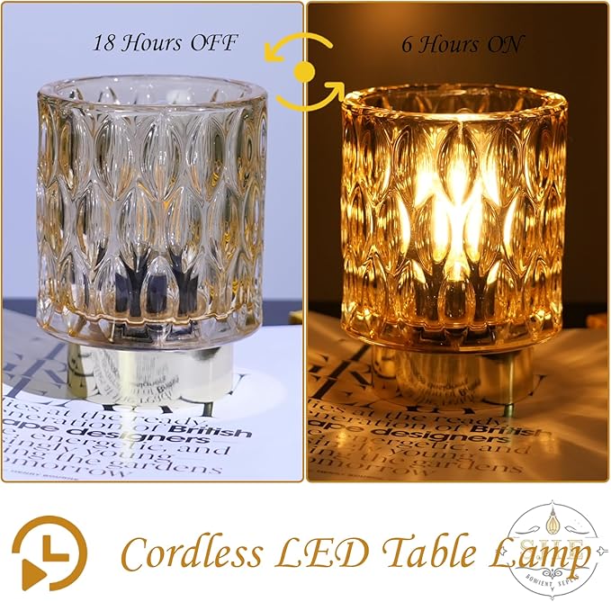Battery Operated Lamp - Stylish Small Lamps Decorative with Timer & 3 Light Modes, No Plug in Lamps Cordless Battery Table Lamp for Bedroom/Bathroom/Fireplace(Without Remote Control)