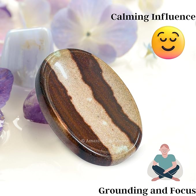Amazing Gemstone Narmada Shiva Lingam Worry Stone, Healing Crystals - Piedra Crystal Fidget for Gift, Meditation, Calming, Relaxation, Stress Relief