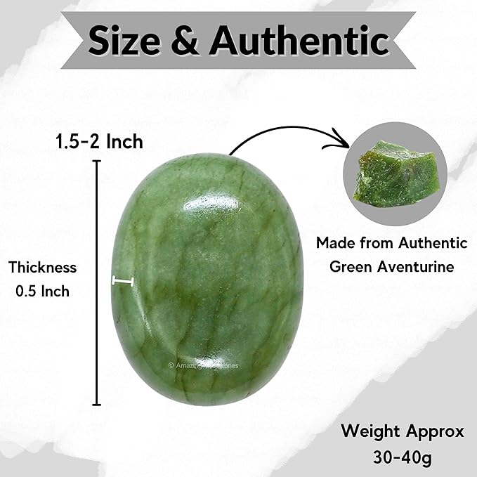 Amazing Gemstone Green Aventurine Crystals and Healing Stones - Large Palm Stone Crystals Piedra - Crystal for Good Luck, Positive Energy, Meditation - Unique Stocking Stuffers, Gifts for Women, Men