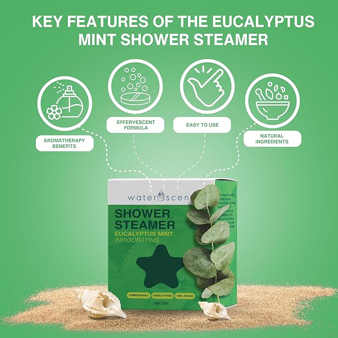 Eucalyptus Shower Steamer Mist – Aromatherapy Flower Fizzy with Spearmint Essential Oils – Vegan, Natural, & Handmade in USA | 3pks