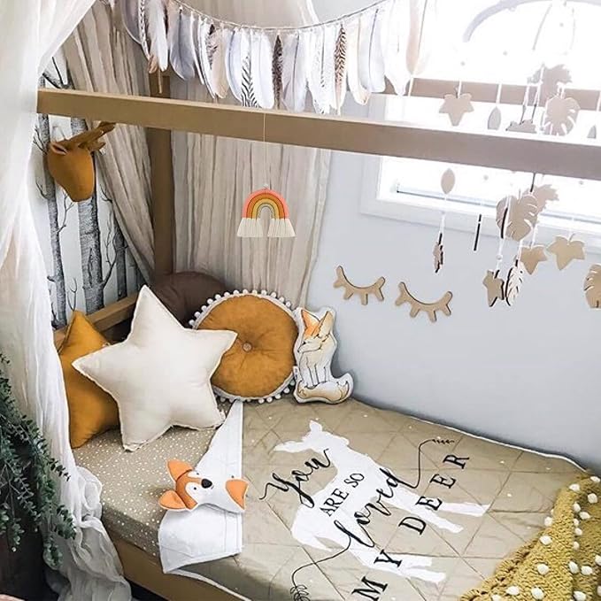 BOHO GARDEN Macrame Bohemian Rainbow Charm - Essential Oil Diffuser for Cars, Baby Nursery, Children’s Bedroom & Home Decor- Colorful Decorative Hanging Air Freshener & Accessories - 3.5x4 - Blossom