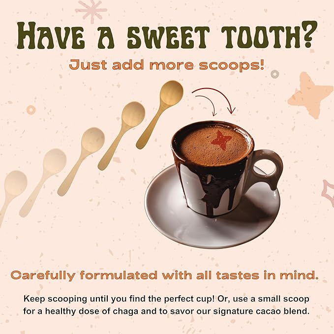 ChagaLatte - Cacao & Mushroom Beverage Blend | Iced Superfood Chaga Supplement & Hot Cocoa | Energy Boost w/Adaptogens | Sugar Free Monkfruit Mushroom Coffee Alternative & Drink Mix