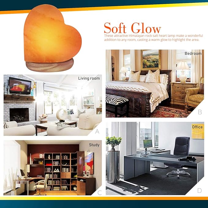 Himalayan Glow 944AC-1 Multicolor, Pink Night Light, Hand Crafted Need Wooden Base, USB Plug & Adapter, Salt Lamp Bulb, 4-5 LBS, Choice