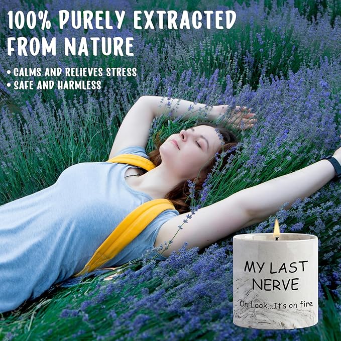 Funny Candle Gifts for Women My Last Nerve Oh Look It's On Fire Candle - Gag Gifts Sarcastic Funny Saying Ceramic Lavender Scented 6 Oz