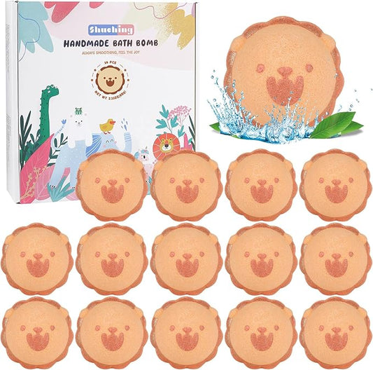 SHUCHING 14 Pcs Lion Bath Bombs with Surprise Inside, Natural and Organic Bubble Bath Fizzy Balls, Birthday Christmas Halloween Gifts Set