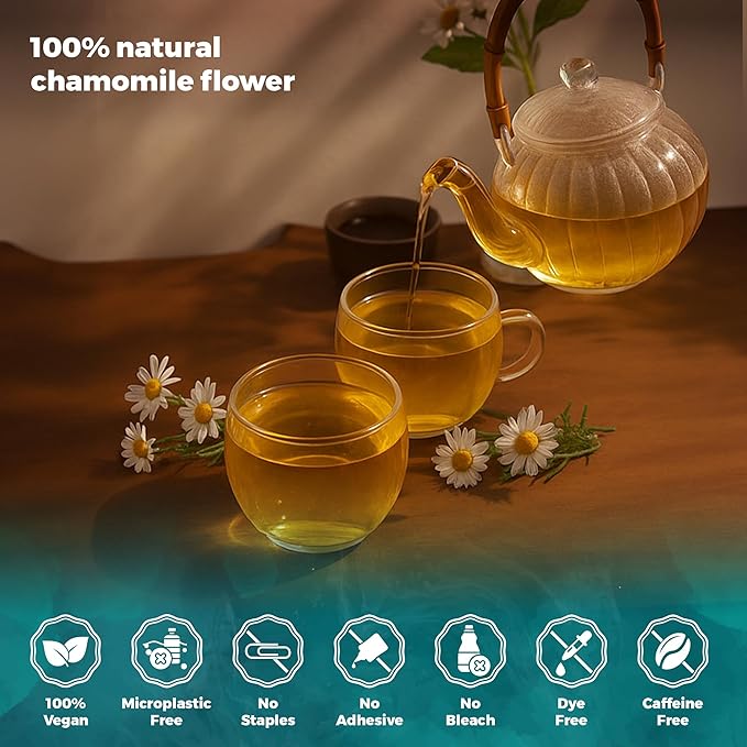 Lavitali, Chamomile Flower Tea| 60 bags, 100% Pure Herbal Tea | Caffeine-Free, Antioxidant-Rich, Eco-Friendly Filter Bag | Daily Natural Botanical, Hot or Iced Floral Infusion