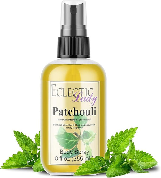 Eclectic Lady Body Spray Women, 8 Oz Patchouli Body Mist with Long-Lasting Fragrance, Earthy & Clean Scent Reminiscent of the 1960s & 70s, Light, Subtle Perfume with Wood Notes, 100% Paraben Free