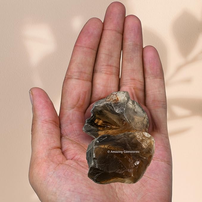 Amazing Gemstone Smoky Quartz Raw Crystals and Healing Stones, Natural Rocks for Tumbling and DIY Raw Stones and Crystals (5 Pieces)