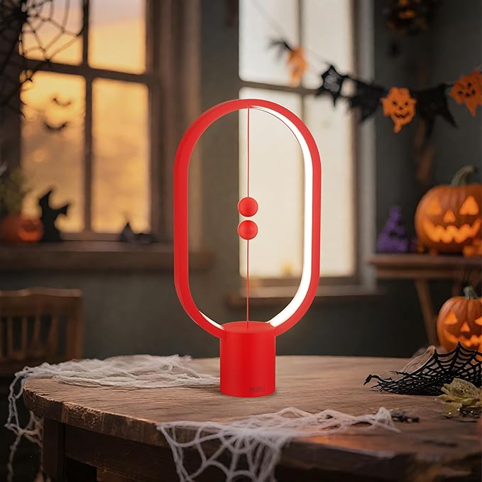 Heng Balance Light, USB Powered LED Table lamp, Creative, Magnetic Switch Night Light, dimmable Eye Protection Table lamp, Used for Gifts, Decoration Bedside, Dormitory and Office(Red)