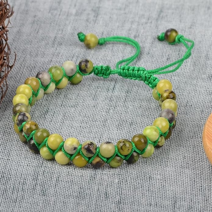 MASSIVE BEADS Double Layer Natural Chakra Healing Power Crystals Macrame Bracelet Yoga Stone Beads Gemstone Meditation Relax Anxiety Bangle for Unisex Women Men