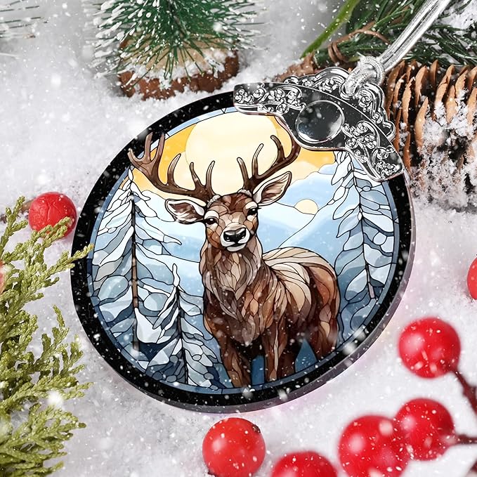 Deer Ornaments for Christmas Tree - Jocidea Deer Christmas Ornament - Beautiful Deer Ornament Gift - Holiday Keepsake - Deer Stocking Stuffer - Deer Gift