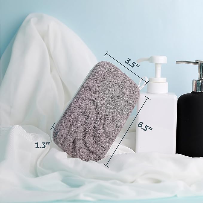 myHomeBody Dual-Texture Shower Sponge, Beauty Body Scrubber Exfoliator for Women, Exfoliating Loofah for Men, 1pc