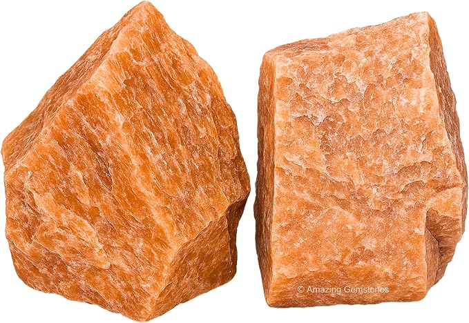 Amazing Gemstone 2 Pieces Peach Moonstone Raw Crystals and Healing Stones, Natural Rocks for Tumbling and DIY Raw Stones and Crystals