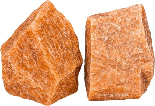 Amazing Gemstone 2 Pieces Peach Moonstone Raw Crystals and Healing Stones, Natural Rocks for Tumbling and DIY Raw Stones and Crystals