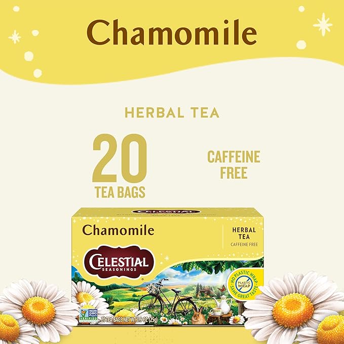 Celestial Seasonings Chamomile Herbal Tea, Caffeine Free, 20 Tea Bags Box (Pack of 6)
