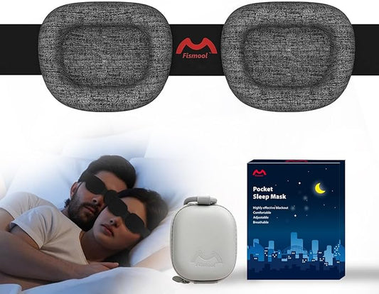 Eye Mask for Sleeping - 100% Blacking Sleep Mask for Men Women, Sleep Mask for Cpap Users with Adjustable Night Blindfold Flight, Travel, Nap, Black