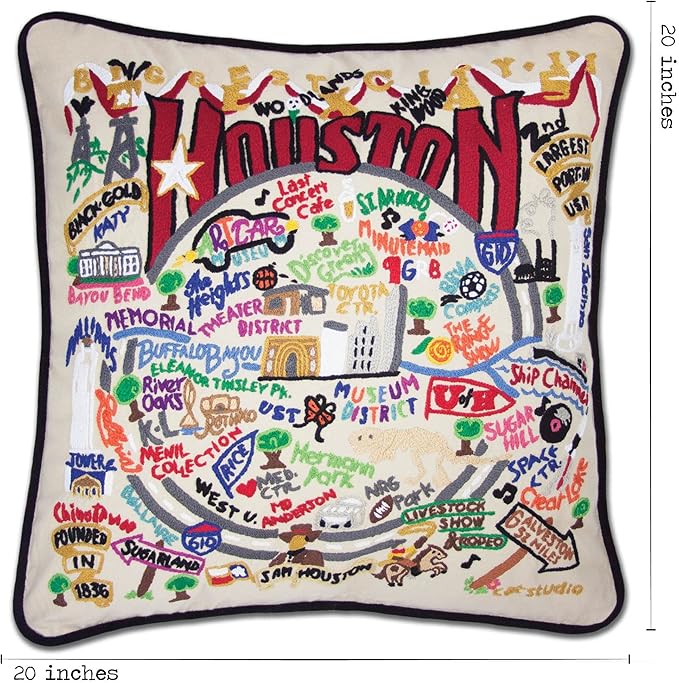 Catstudio Houston Embroidered Decorative Throw Pillow