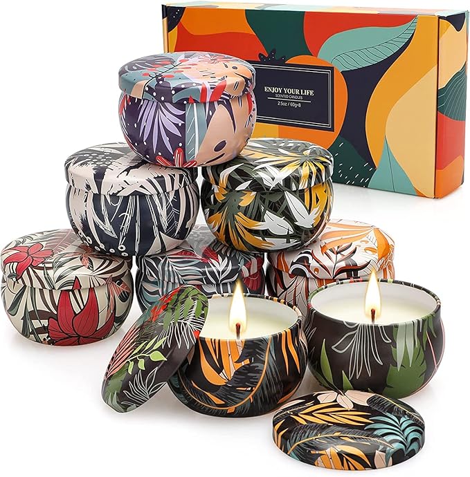 8 Pack Aromatherapy Candle Sets, Soy Wax Jar Candles Sets Gifts for Women, Long Lasting Scented Candles, Candles for Home Scented Ideal for Yoga, Meditation, Spa, Birthday, Christmas Gifts for Home