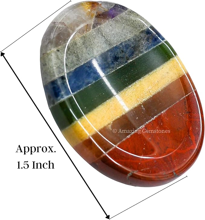 Amazing Gemstone 7 Chakra Worry Stone Meditation Crystals and Healing Stones