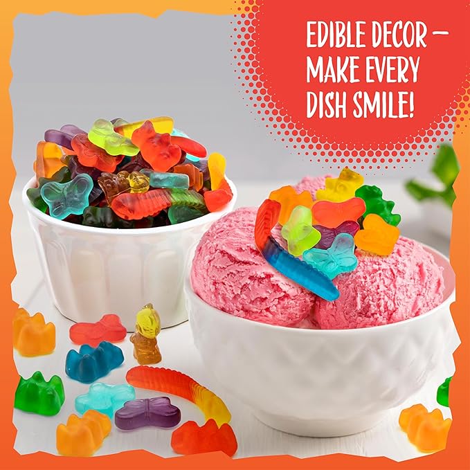 Gummy Candy Mix | 2 Pound Variety Pack | Gummy Worms, Bears, Butterflies, 3D Bears, 3D Dinosaurs | Assorted Fruit Flavors for Party Favors, Goody Bags, and Kids' Events