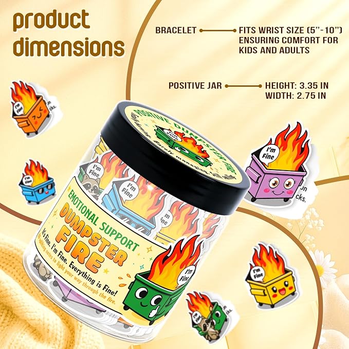Emotional Support Dumpster Fire – Funny Dumpster Fire Gifts - 60 Positive Dumpster Fire Daily Affirmation Cards Jar – Coworker Leaving Gifts For Women - Funny Farewell Gift For Coworkers