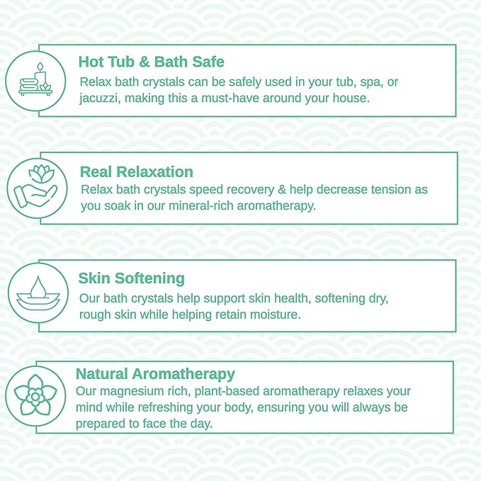 Relax Spa & Bath, Epsom Salt Aromatherapy Bath Salts, Epsom Salt Bath Soak, Dead Sea Salt for Soaking, Hot Tub Spa Aromatherapy, Bath Crystals with Vitamins & Minerals (Relief)