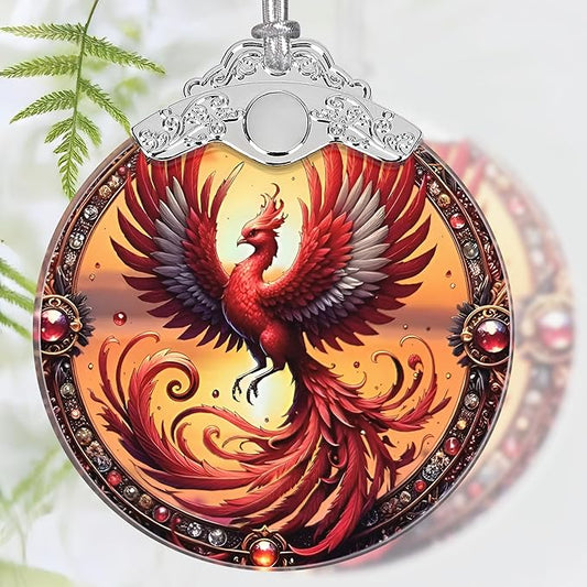 Christmas Ornament, 2025 Ornaments for Christmas Tree, Stained Glass Hanging Ornament, Holiday Ornaments, Unique Gift Idea - Soaring Phoenix