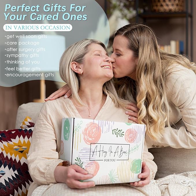 Get Well Soon Gifts for Women - Sympathy Gift BasketSelf Care Gifts for WomenSending a Hug Care PackageAfter Surgery GiftsFeel Better GiftsGet Well Gifts for Best Friend Mom Sister (Blue)