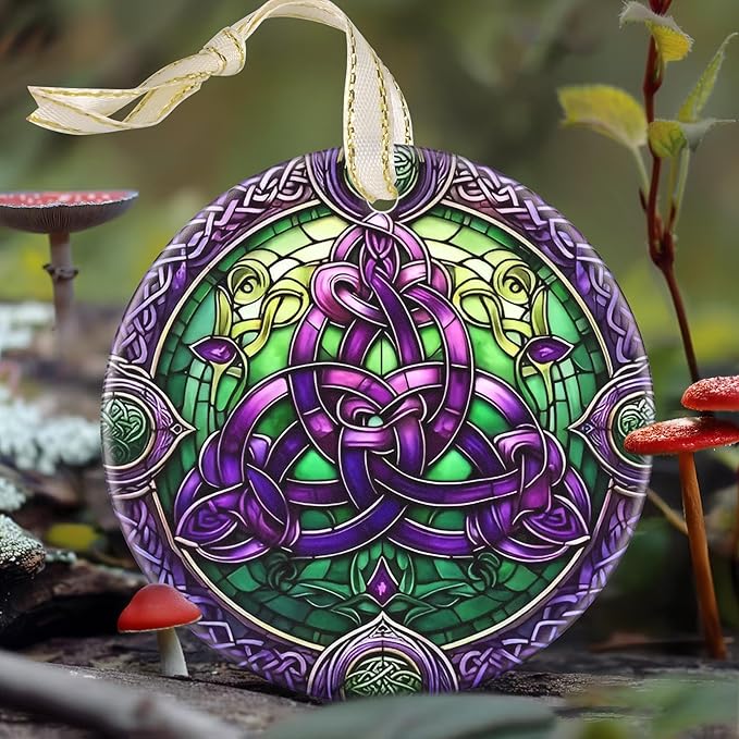 Celtic Knot Ceramic Christmas Ornament - 3.5 Inch Hanging Decoration for Christmas Tree, Gift Exchange or Holiday Presents
