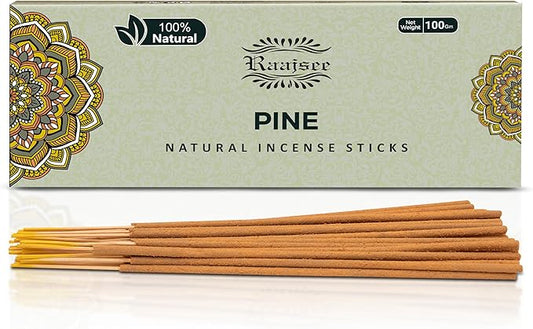 Raajsee Pine Incense Sticks 100 Gm Pack-100% Pure Organic Natural Hand Rolled Free from Chemicals-for Church,Aroma Therapy,Relaxation,Meditation & Sensual Therapy