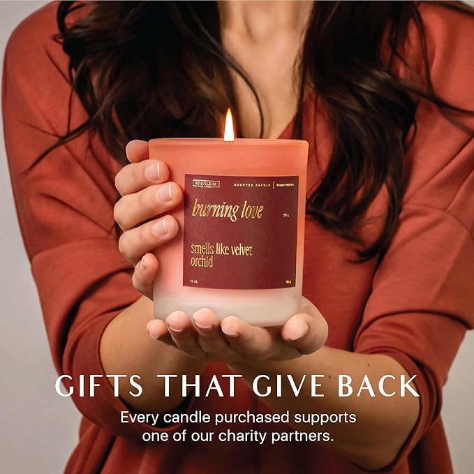 Benevolence LA Burning Love Scented Candles | 10 oz, 40-50 Hour Burn, Love Candle for Women | Romantic Gifts for Women and Men | Gift for Husband, Wife, Girlfriend | Spring Candles - Velvet Orchid