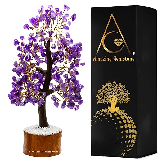 Amazing Gemstone Crystals and Healing Stones Birthday Gifts for Women - Amethyst Crystal Tree of Life Home Decor Stocking Stuffers, Bookshelf, Room, Meditation Gift for Dad, Unique Birthday Gifts